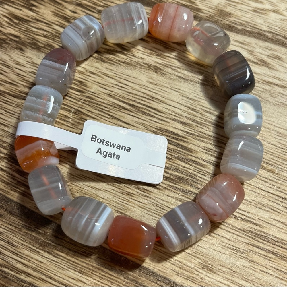 Botswana Agate Cube Natural Healing Crystal Bracelet